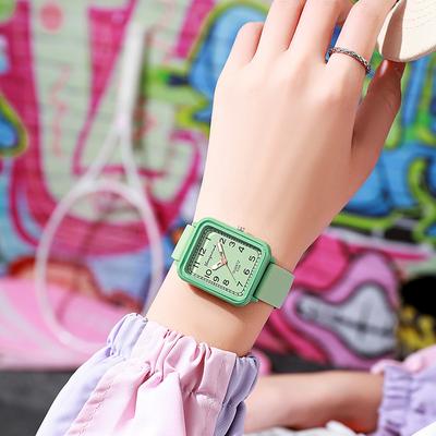 Ins Fashion Student Horloges Vierkant Ontwerp Dames Quartz Horloges Kleurrijke Beste Geschenken Klok voor Meisje