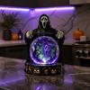 Unique Halloween Gift for Friends LED Lighted Faux Crystal Ball Decoration, Resin Witch/Skeleton/Cat/Ghost Figurine with Led Light