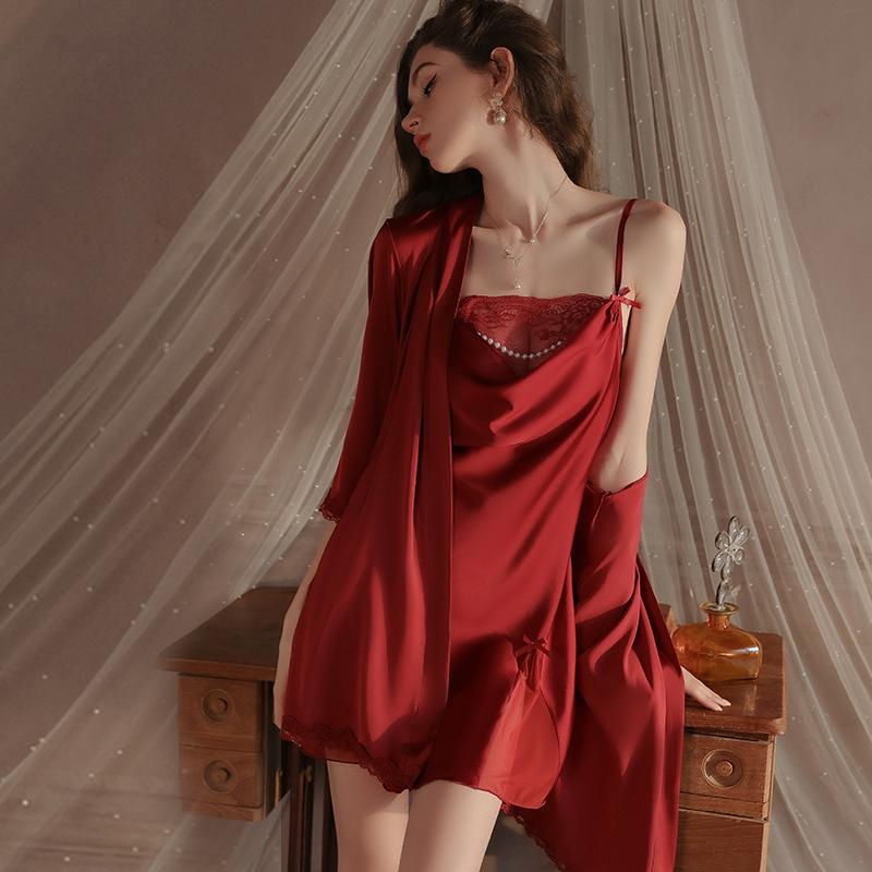 Women Sexy Lingerie Set Erotic Mesh Backless Suspender Nightgown Tie Up Outer Robe Porn Underwear Sex Costumes