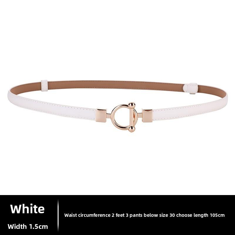 Classic Leather Waist Belt For Women With Adjustable Alloy Buckle Minimalist Fashion