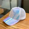 Hat Women'S Spring And Summer Colorful Sequins Mesh Cap Peaked Cap Street Baseball Cap Mesh Breathable Summer Sun Hat