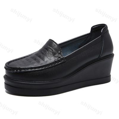 Zapatos de Plataforma de Cuña de Moda para Mujer 2025 Moda de Verano Cómodos de Cuero Casual Slip-on Mocasines para Mujer Zapatos Transpirables Calados