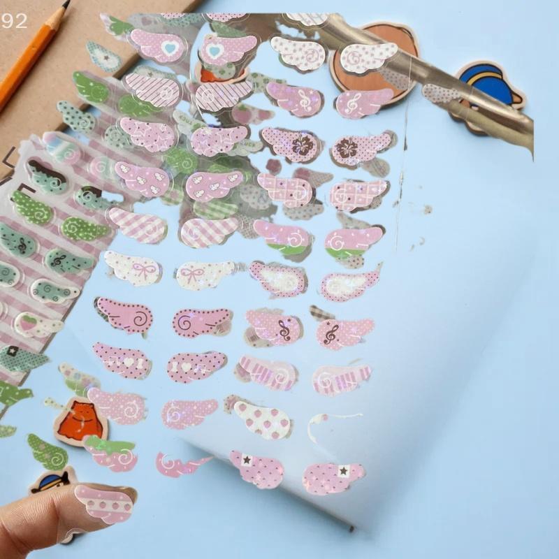 1/4 Stück Flügel Liebe Erdbeere Klee Stern Funkelnder Blitzfolien-Aufkleber Telefonkamera Vintage Scrapbooking Dekoration Aufkleber