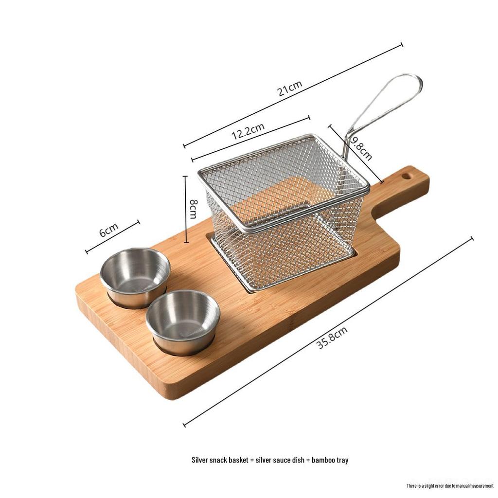 Stainless Steel Blue Fried Snack & Dipping Sauce Dish Set - Artistic Concept for Restaurants and Clubs