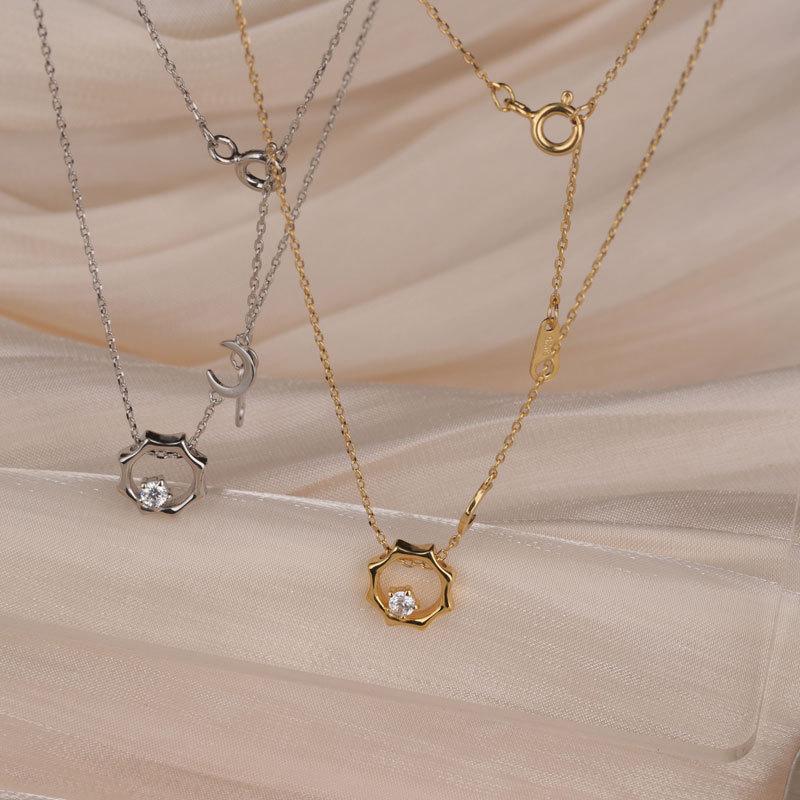 Sun and Moon Necklace Temperament New Year's Simple Design Collarbone Chain Women's Trendy