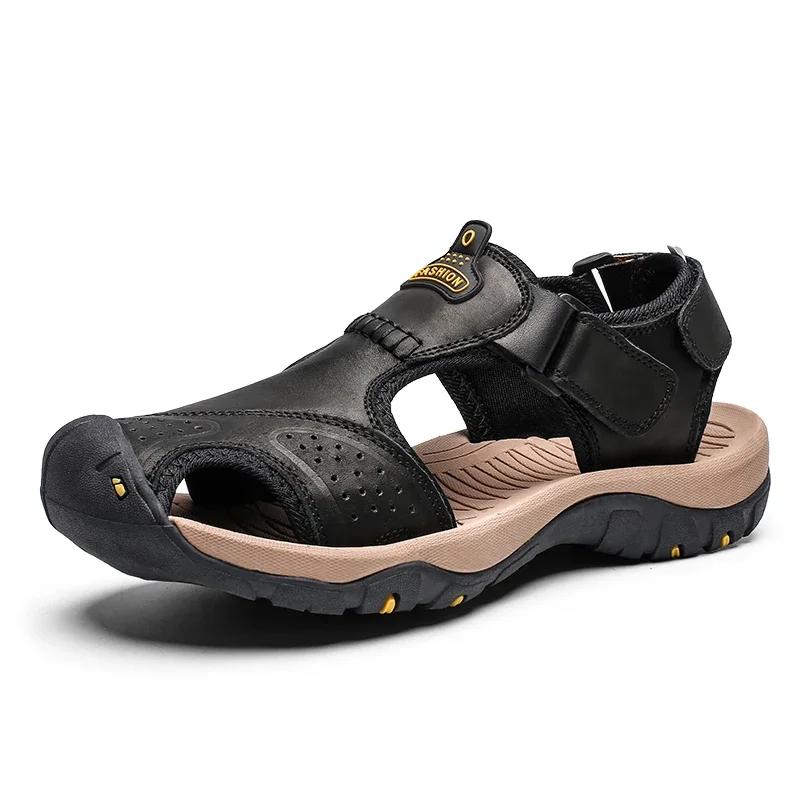 Fashion 2025 New Man's Shoes Genuine Leather Men Sandals Summer Men's Shoes Outdoor Water Shoes Leather Sandals For Men
