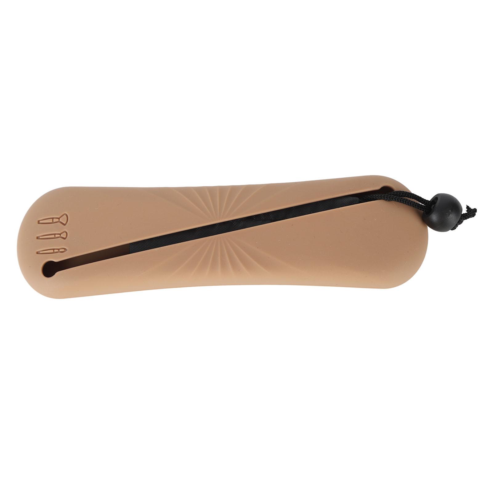 Silicone Makeup Brush Bag Dustproof Oblique Opening Large Capacity Silicone Makeup Brush Holder Brown