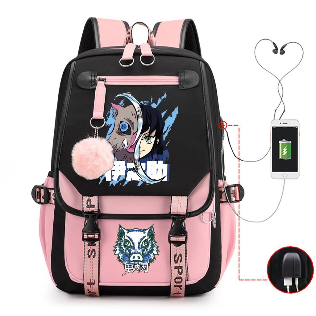 Ghost Extermination Surrounding Day Trend Backpack Large Capacity Student Schoolbag Multi-functional Leisure Outdoor Bag