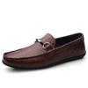 Metal Buckle Men's Casual Shoes New Trend Spring Summer Loafers Leisure Black/Brown Moccasins Comfortable Business Shoes Slip-On