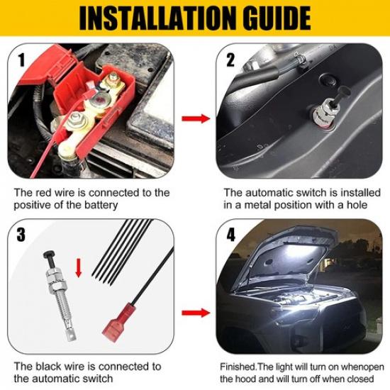 Universal Under Hood LED Light Kit Automatic On/Off | White | 1-5 Bulbs | 6000K | 12V | 1 Year Manufacturer Warranty