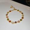 Zircon Flower Mesh Geometric Open Bracelet European and American Exquisite Light Luxury Retro Bracelet Niche High Sense Hand Jewelry Women