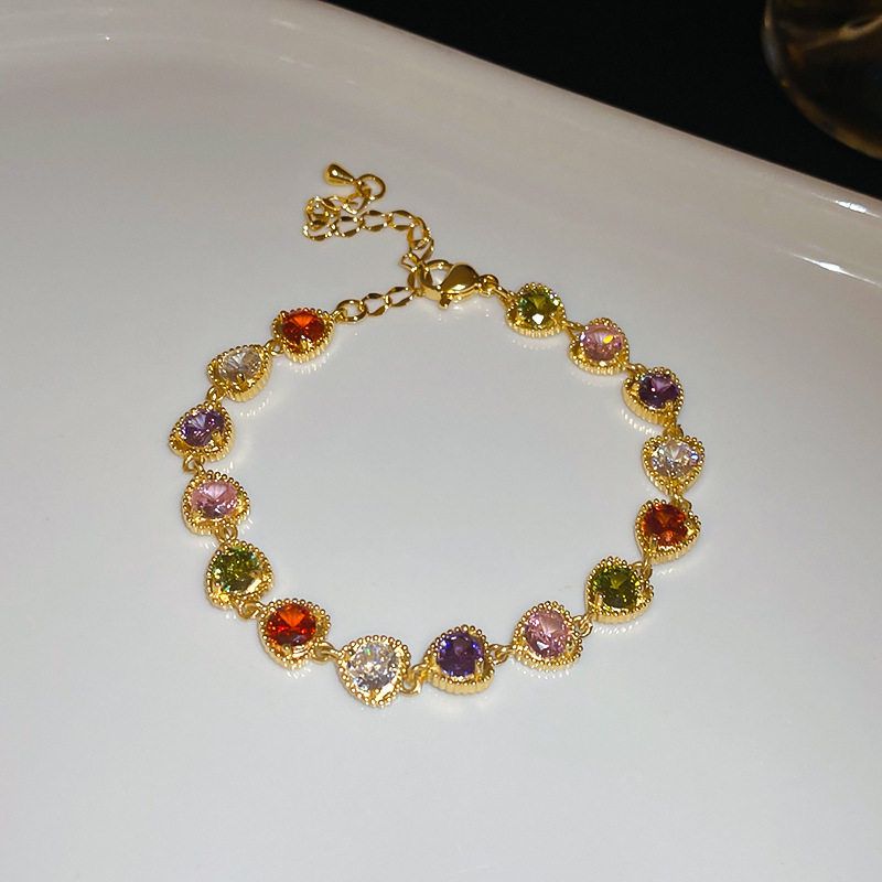 Zircon Flower Mesh Geometric Open Bracelet European and American Exquisite Light Luxury Retro Bracelet Niche High Sense Hand Jewelry Women
