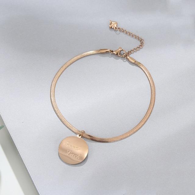 Высококачественные браслеты из нержавеющей стали с римскими цифрами из розового золота и женские браслеты с подвесками, популярные браслеты для женщин, ювелирные изделия 16cm