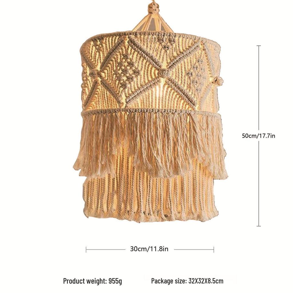 Handmade Nordic Bohemian Cotton Rope Lampshade Pendant Light for Home Décor
