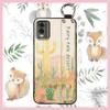 Waterproof Back Cover Phone Case For Nokia C32 Anti-dust Flower Kickstand Wrist Strap Phone Holder Shockproof Wristband