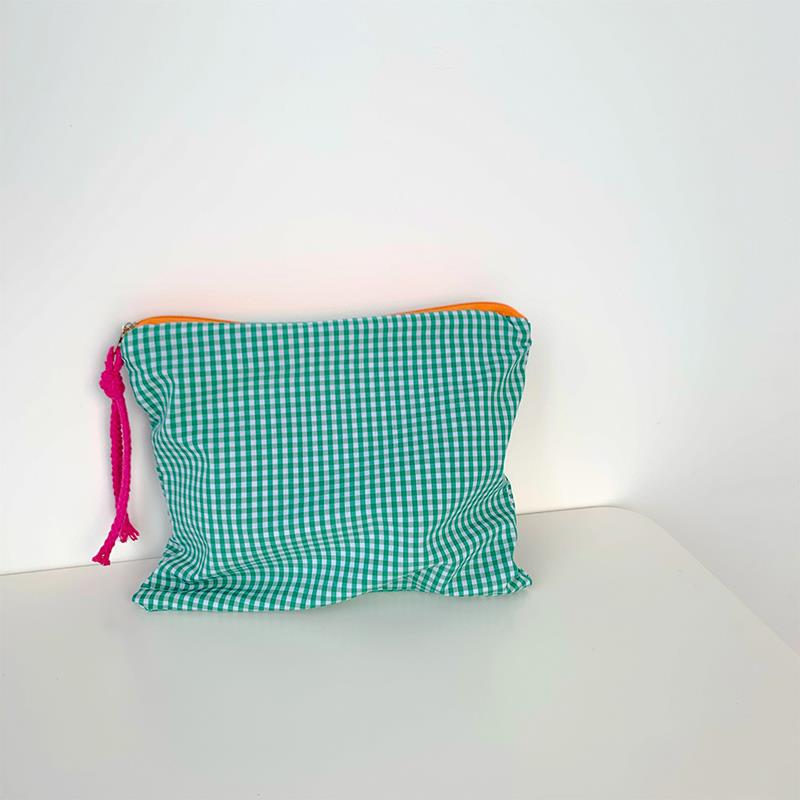 Hot Sale Women Plaid Makeup Bag Large Capacity Cotton Zipper Pouch Purse Travel Makeup Bag Portable Simple Pouch Cosmetic Bag