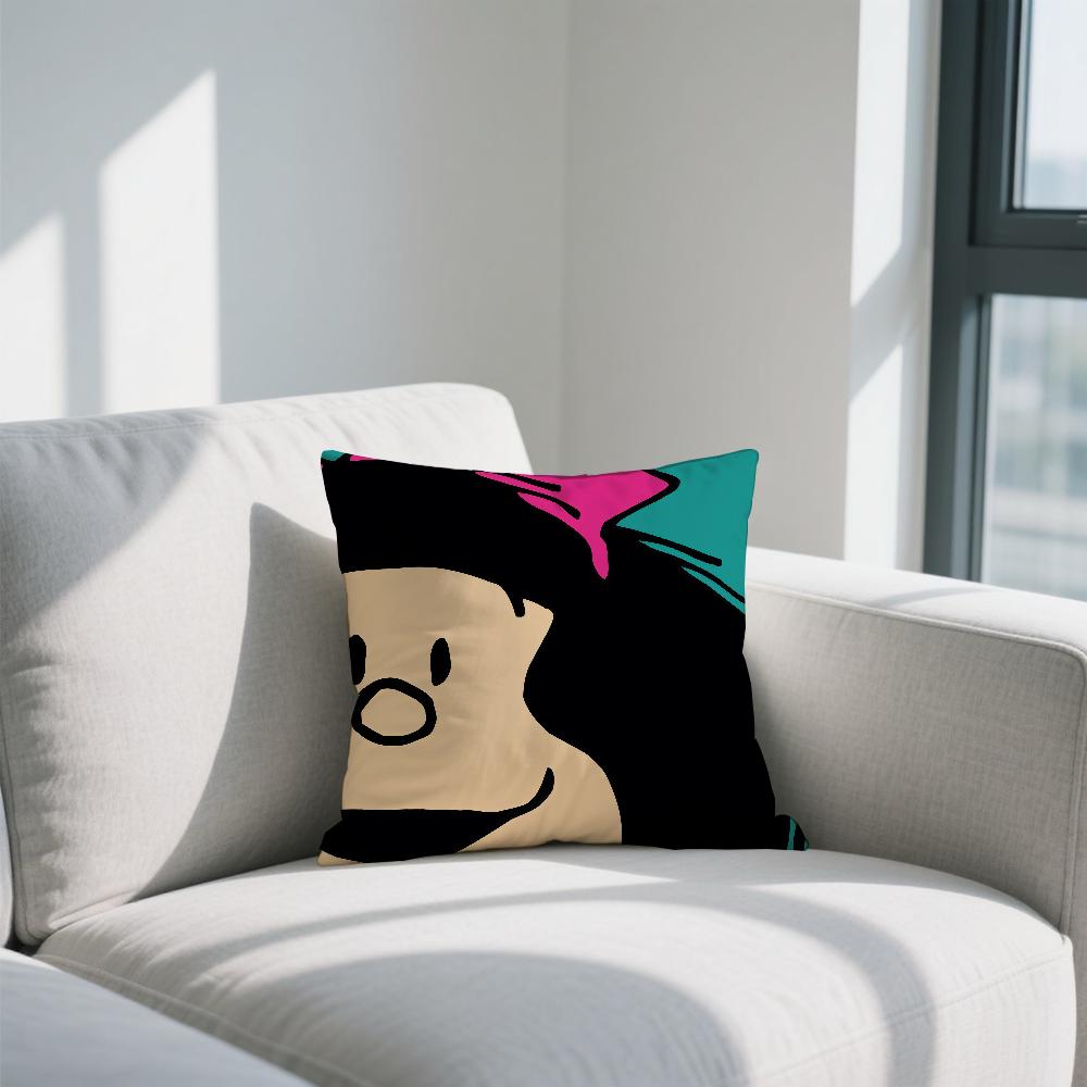 

cushion cover Double Comics M-Mafaldas Sided Printed Polyester Pillowcase Pattern Decorative Zipper Cushion Cover 30cmx30cm