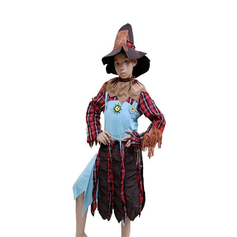 

Хэллоуин Волшебник страны Оз Пугало Пара Родитель-ребенок Одежда Сращивание Клетчатый Драматический костюм 140