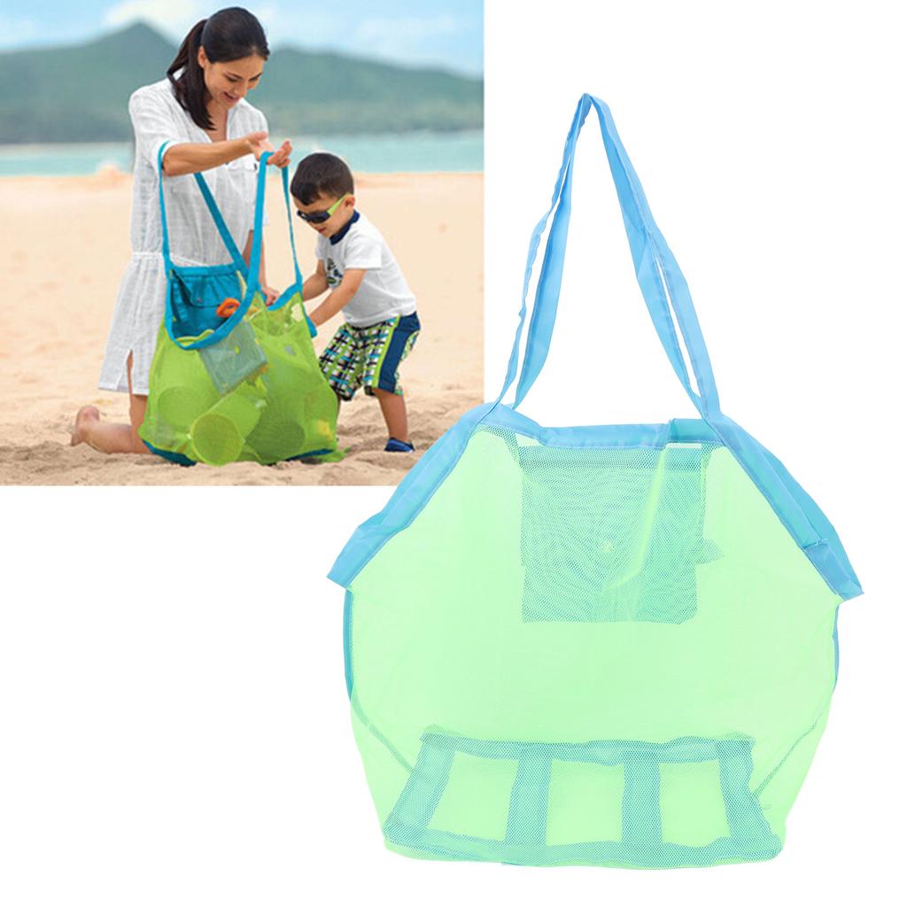 Mesh Beach Bag Multipurpose Large Capacity Foldable Beach Toy Bag for Beach Pool Outdoor Travel Gym