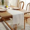 1Pc Linen Tassel Table Runner Rustic Farmhouse Style Tablecloth For Baby Shower Birthday Party Decoration Wedding Table Supplies