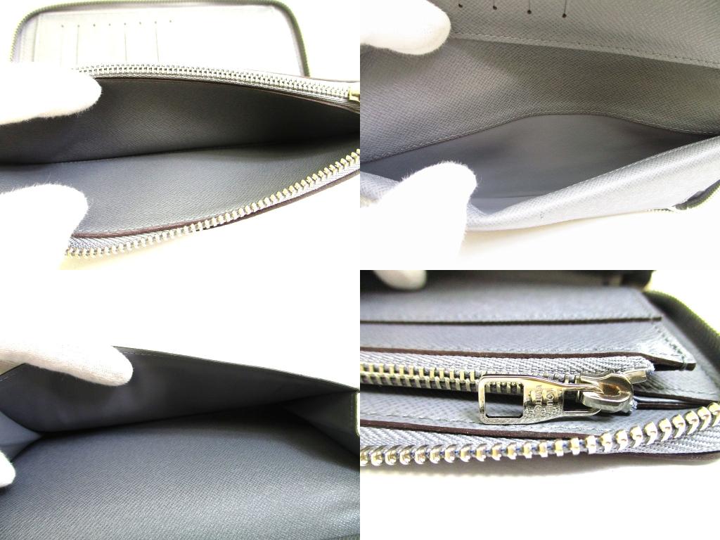 Authentic LOUIS VUITTON Taiga Gray Leather Zippey Wallet Zippy Vertical #b249 Seller refurbished