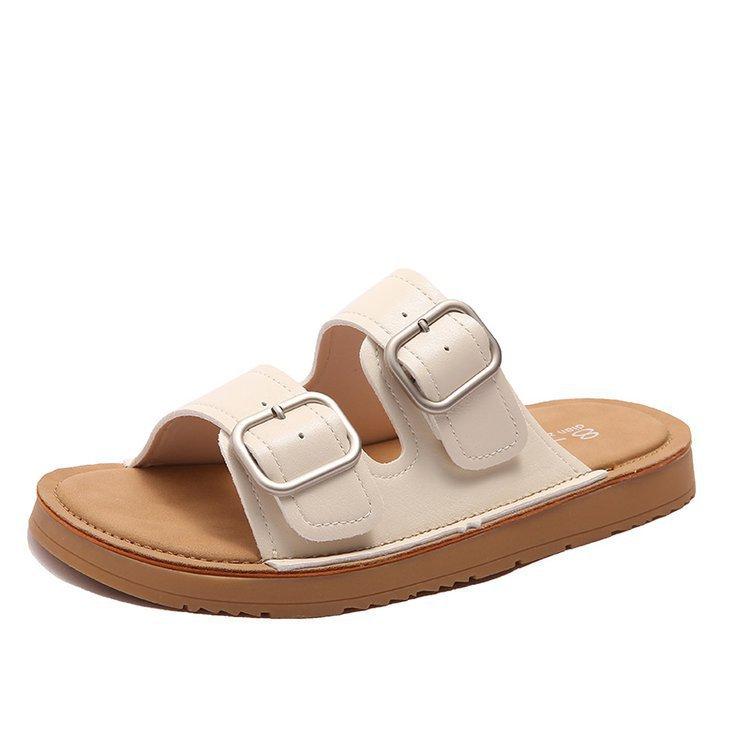 2025 summer new belt buckle half slippers women's non-slip casual Boken versatile retro one-word open-toed cool slippers