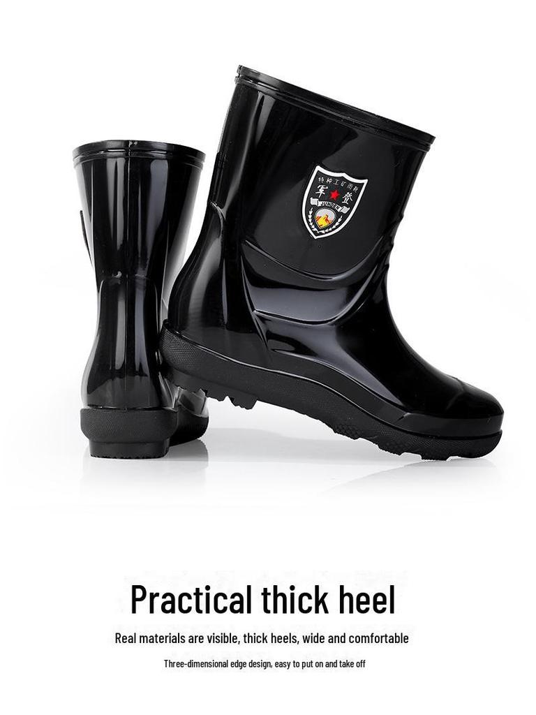 Men's Extra Large Waterproof Non-Slip Fishing Boots: Thick, Wear-Resistant, Warm, High-Cut Rain Boots