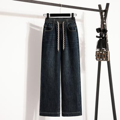 DIMANAF 2025 Übergröße Herbst Damen Jeans Elastische Hosen Denim Weiblich Basic Blau Hohe Taille Übergröße Neue Hosen 5XL