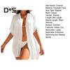 Lady Beach Coverup Hollow Out Vacation Shirt Sunscreen Anti-UV Quick-Drying Bikini Swimsuit Solid Color Loose Pool Clothes
