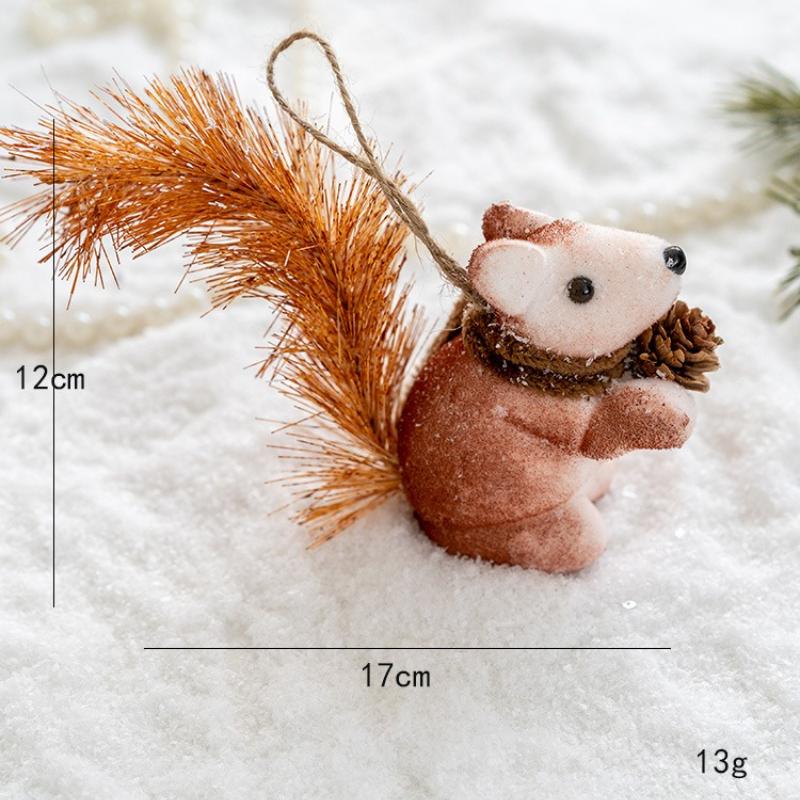 Foam Squirrel Figurine Christmas Tree Simulated Squirrel Pendant Decor White Brown Squirrel for Kid Cute Hanging Xmas Gift Decor