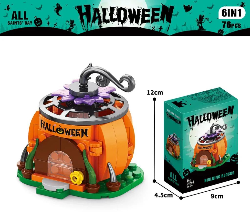 Halloween series assembled building block set toy haunted house ghost figurine model children's puzzle gift