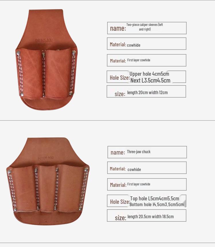 Japanese Genuine Cowhide Pliers Sheath: Five, Three, Two, and Single-Pocket Sets for Electricians