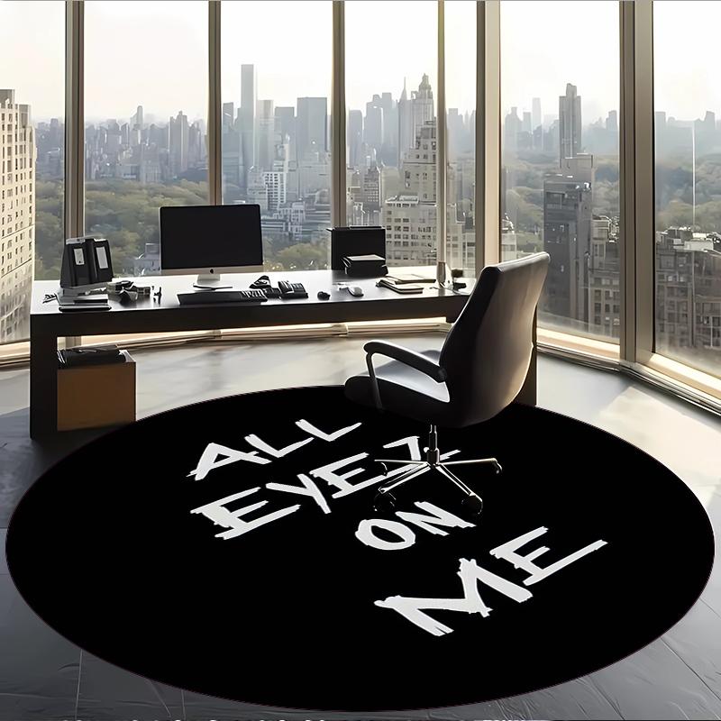 Tupac (16) Round Office Rug Decorative Floor Rug for Office Bedroom Living Room and Home Space