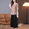 2025 Summer Fashion Tencel Two-Piece Set: Age-Reducing Mom Casual Blouse & Loose Midi Skirt