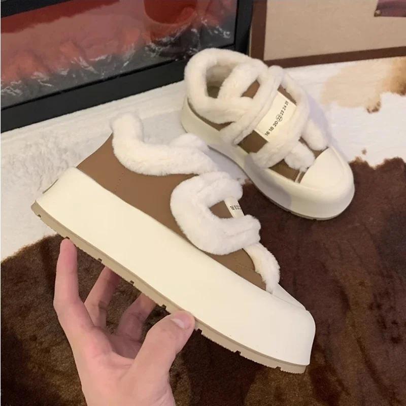 Fashion Women's Cotton Shoes Winter New Vulcanized Shoes Women's Sports Shoes Non-slip Plus Velvet Warm Women's Casual Snow Boots