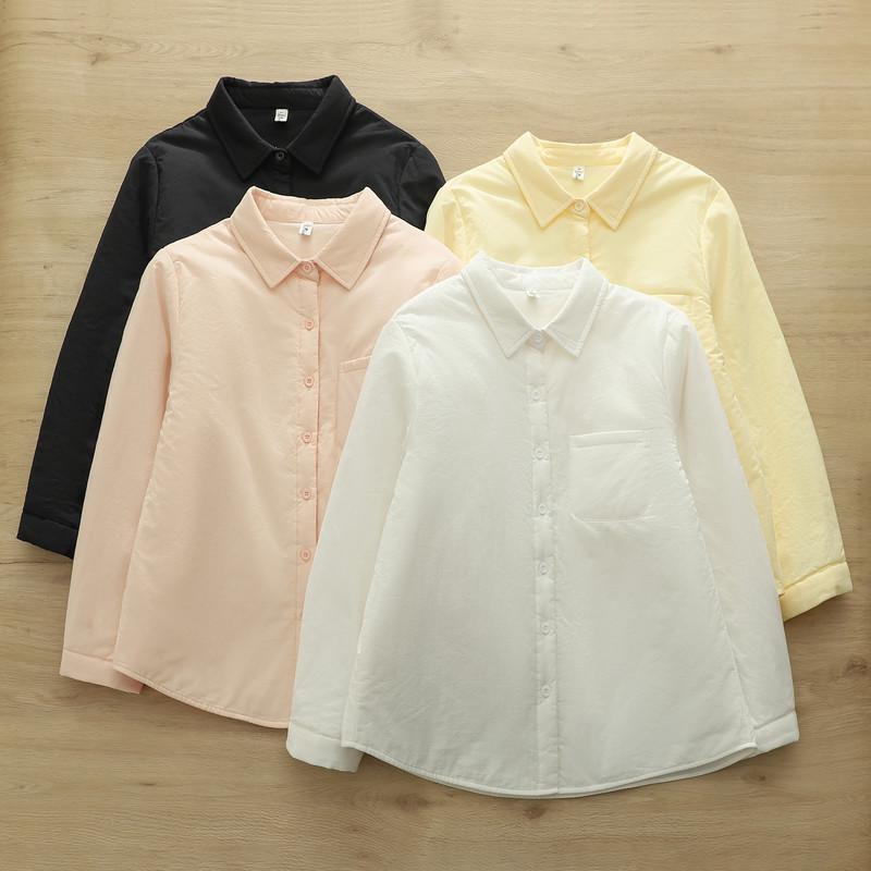 2025 Winter Japanese Style Women's Padded Long-Sleeve Warm Shirt Top