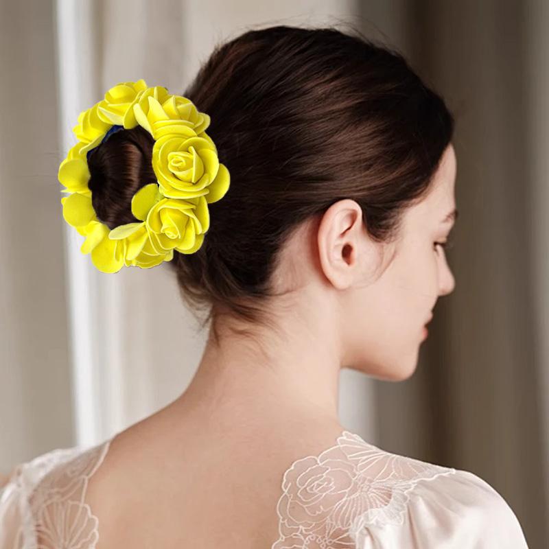 1Pc Hair Accessory Girls Hair Tie Hairgrip High Elasticity Women Foam Flower Hair Ring Rose