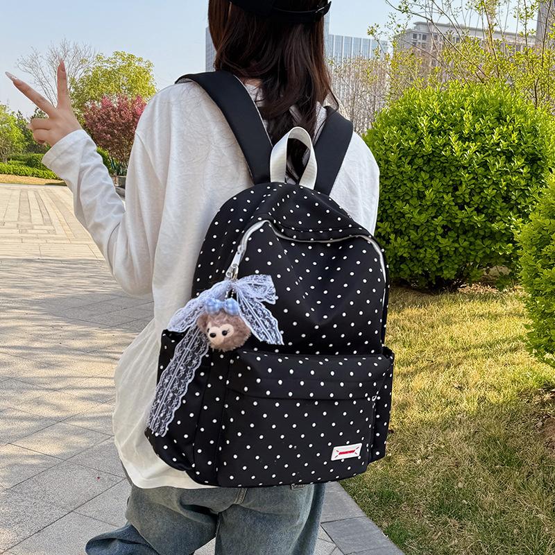 Japanese Small Fresh Schoolbag Female College Student Fashion Polka Dot Computer Backpack Light Large Capacity Junior High School Student Backpack