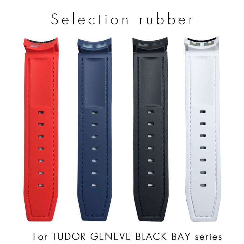 22mm 23mm Curved End Rubber Silicone Watchband Fit for Tudor Black Bay 41mm GMT Pelagos Bronze Two Tone Watch Strap