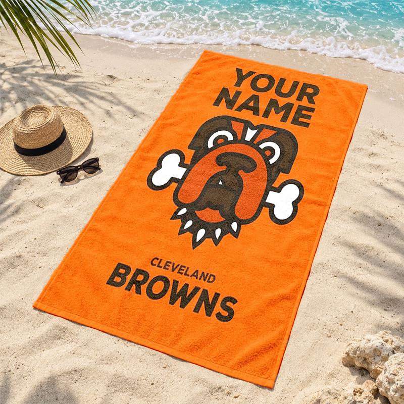 Cleveland Browns Custom Name Beach towels also serve as bath towels summer essential a musthave for the outdoors the beach and the pool