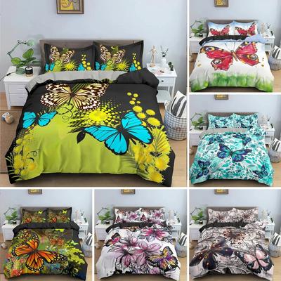 Butterfly Duvet Cover King Queen Size Animal Floral Bedding Set For Teens Adults Beautiful Flower Polyester Quilt Cover Top