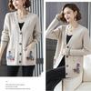 Autumn Winter Women's Knitted Cardigan Sweater Thickened Plus Size Cardigan Jacket V-neck Twist Loose Knitted Short Jacket