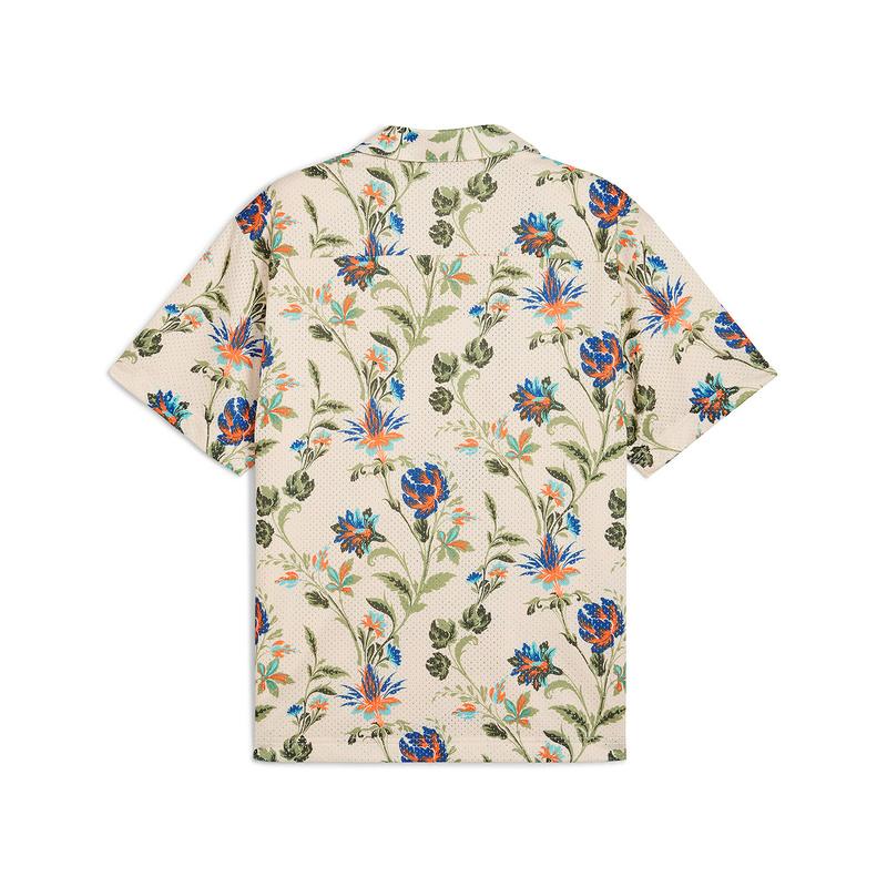 Puma Aop Ss25 Floral Lifestyle Series Breathable Comfortable Versatile Short Sleeve Shirt Men shirts Off-White 633343-87