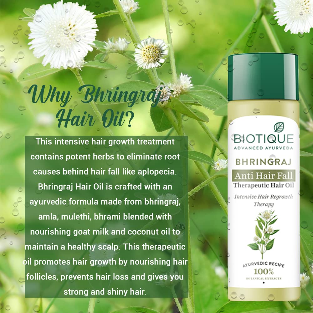 Biotique Bhringraj Hair Oil 200ml – Ayurvedic Treatment for Hair Growth, Anti Hair Fall & Shine