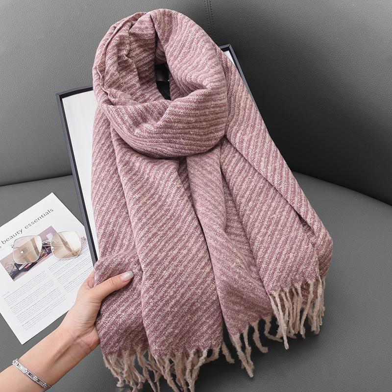 

Autumn and winter intellectual elegance high sense twill scarf women s fashion trend imitation cashmere fringed shawl women 65*180