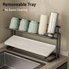 2 Layer Bottle Drying Rack Cups Storage Rack with Drain Tray, Mug Organizer for Kitchen, Coffee Mug Holder for Kitchen Counter