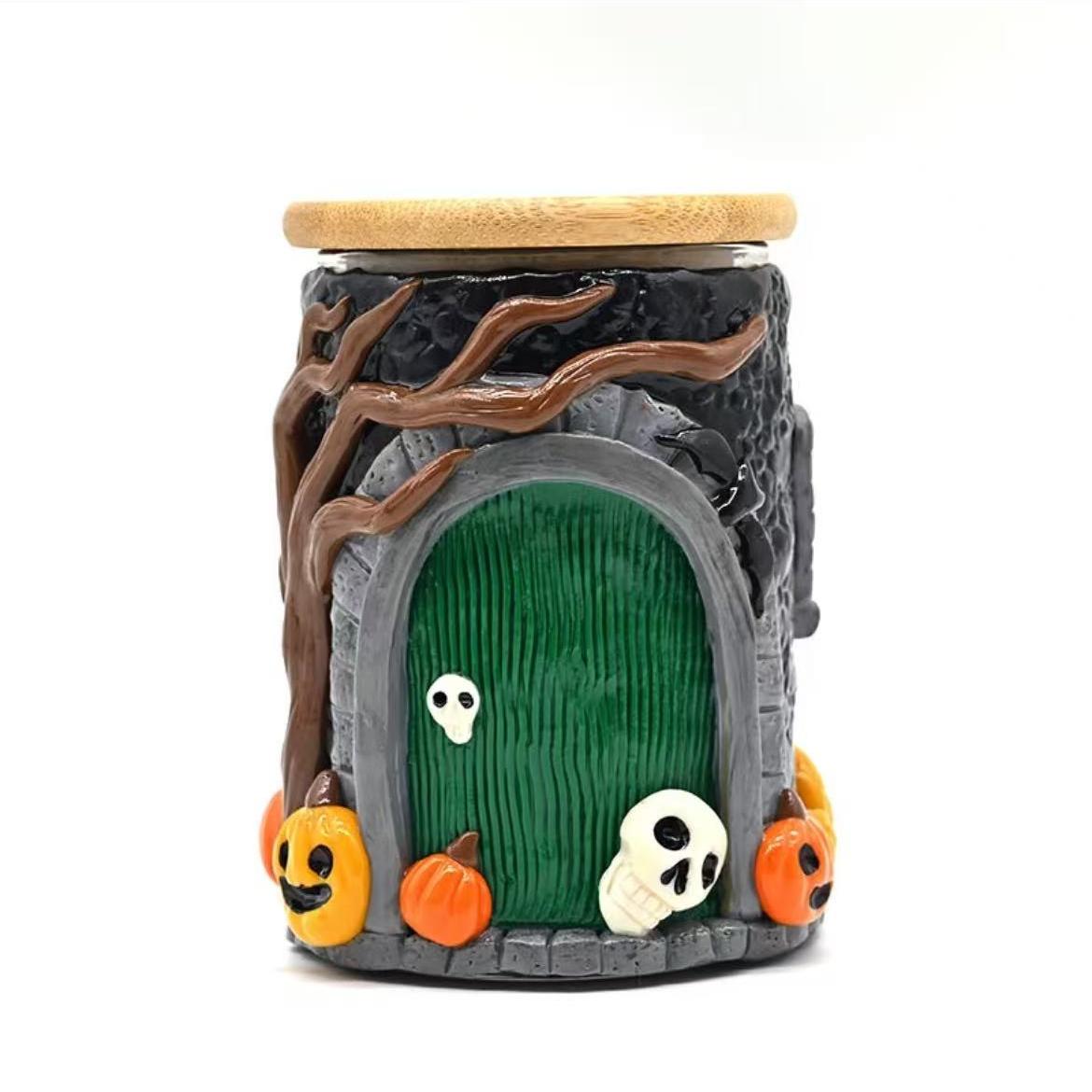 

A Halloween Craft Decoration Soft Clay Glass Storage Jar Candy Food Storage The Inside Is Glass Material L чорний