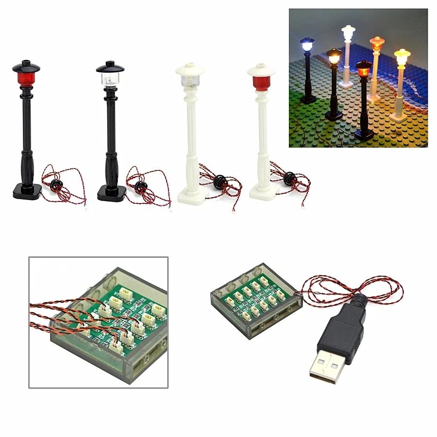 0.8mm Pin RGB LED Wire Building Blocks DIY Street Lamp City Electric Night View City House Decorate Toy Brick Compatible Leduo