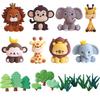 Safari Animal Cake Toppers Mini Lion Giraffe Elephant Monkey Decor Baby Shower Jungle Safari Birthday Party Cake Decorations