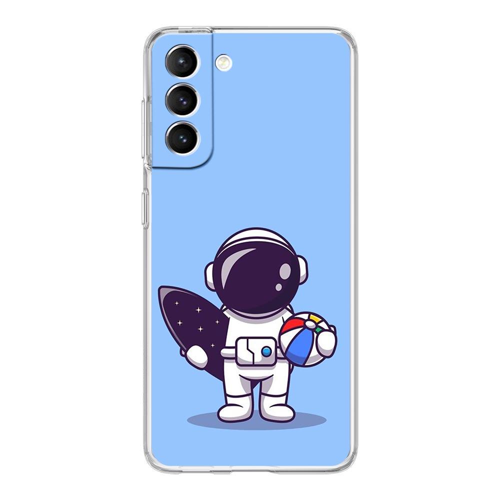 Planet Cute Astronaut Phone Case For Samsung Galaxy S22 5G S20 Ultra S21 FE 5G S10E S9 S8 S10 Plus Note 20 10 Soft Clear Cover